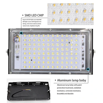Proiector 100W 220V 96 LED SMD cu lupa Dreptunghoular XL Proiector 100W 220V 96 LED SMD cu lupa Dreptunghoular XL