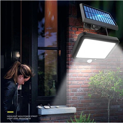 Proiector solar 128 LED 6 COB cu senzor și telecomandă Proiector solar 128 LED 6 COB cu senzor și telecomandă