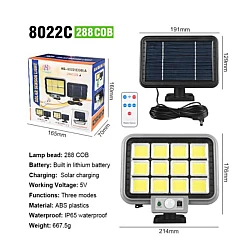 Proiector solar 288LED, 50W, senzor de miscare, HS-8022 telecomanda, 3 moduri de iluminare Proiector solar 288LED, 50W, senzor de miscare, HS-8022 telecomanda, 3 moduri de iluminare