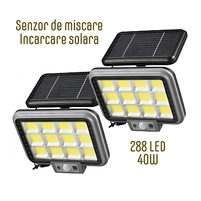 Proiector solar 288LED, 50W, senzor de miscare, HS-8022 telecomanda, 3 moduri de iluminare Proiector solar 288LED, 50W, senzor de miscare, HS-8022 telecomanda, 3 moduri de iluminare