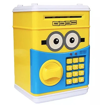 Pusculita interactiva pentru copii Minion cu functie ATM seif si cod pin Pusculita interactiva pentru copii Minion cu functie ATM seif si cod pin