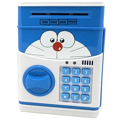Pusculita pentru Copii Interactiva Alb/Albastru cu Cod Pin si Seif Functie ATM Pusculita pentru Copii Interactiva Alb/Albastru cu Cod Pin si Seif Functie ATM