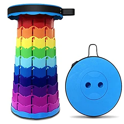 Scaun rotund portabil extensibil cu pliere telescopica pentru camping Negru/Rosu Scaun rotund portabil extensibil cu pliere telescopica pentru camping Negru/Rosu