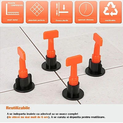 Set 50 tije refolosibile 1.5 mm sistem nivelare gresiei/faianta sau placi ceramice Set 50 tije refolosibile 1.5 mm sistem nivelare gresiei/faianta sau placi ceramice