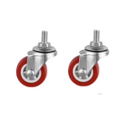 4 X Roti Rosii MARI 75mm Pivotante cu Surub ROTILE 4 X Roti Rosii MARI 75mm Pivotante cu Surub ROTILE