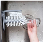 Perie dubla pentru spalare pahare si recipiente, interior/exterior cu 3 ventuze Perie dubla pentru spalare pahare si recipiente, interior/exterior cu 3 ventuze