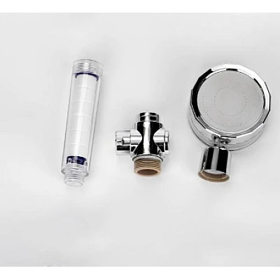 Cap de Dus cu Elice pentru Presiune Inalta cu Buton Oprire Apa Jet Tip Vortex Cromat Cap de Dus cu Elice pentru Presiune Inalta cu Buton Oprire Apa Jet Tip Vortex Cromat