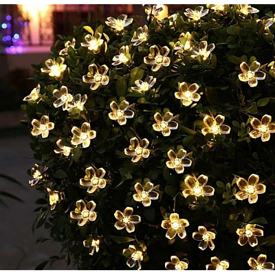 Ghirlanda solara cu 50 flori de cires LED interior-exterior LY