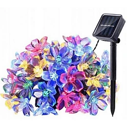 Instalatie solara flori de cires RGB cu 50 led-uri multicolor