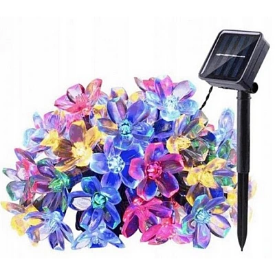 Instalatie solara flori de cires RGB cu 50 led-uri multicolor