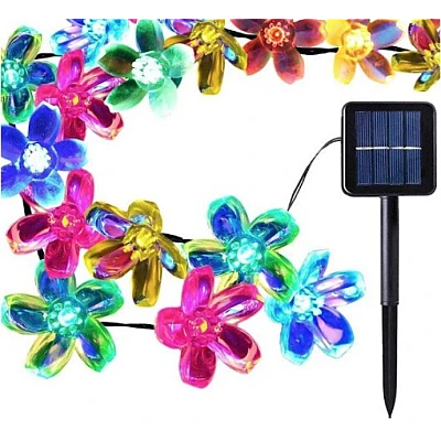 Instalatie solara flori de cires RGB cu 50 led-uri multicolor