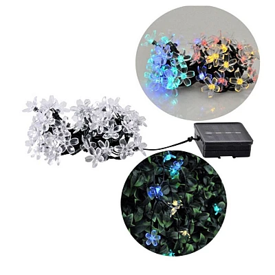 Instalatie solara flori de cires RGB cu 50 led-uri multicolor