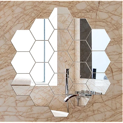Set 10 Oglinzi Design Hexagon MARI 20x20 - Oglinzi Decorative Acrilice Cristal - Diamant - Fagure 10 bucati/set Set 10 Oglinzi Design Hexagon MARI 20x20 - Oglinzi Decorative Acrilice Cristal - Diamant - Fagure 10 bucati/set