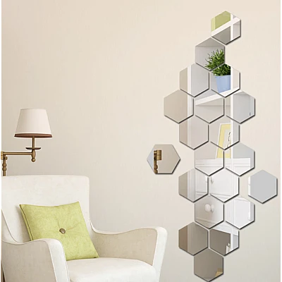 Set 10 Oglinzi Design Hexagon MARI 20x20 - Oglinzi Decorative Acrilice Cristal - Diamant - Fagure 10 bucati/set Set 10 Oglinzi Design Hexagon MARI 20x20 - Oglinzi Decorative Acrilice Cristal - Diamant - Fagure 10 bucati/set