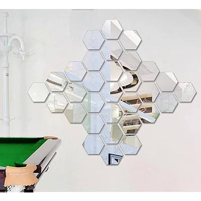 Set 10 Oglinzi Design Hexagon MARI 20x20 - Oglinzi Decorative Acrilice Cristal - Diamant - Fagure 10 bucati/set Set 10 Oglinzi Design Hexagon MARI 20x20 - Oglinzi Decorative Acrilice Cristal - Diamant - Fagure 10 bucati/set
