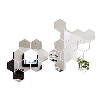 Set 10 Oglinzi Design Hexagon MARI 20x20 - Oglinzi Decorative Acrilice Cristal - Diamant - Fagure 10 bucati/set Set 10 Oglinzi Design Hexagon MARI 20x20 - Oglinzi Decorative Acrilice Cristal - Diamant - Fagure 10 bucati/set