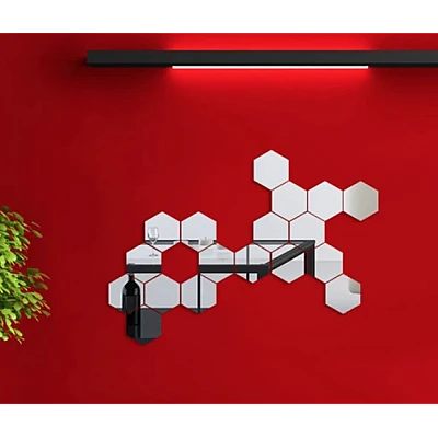 Set 10 Oglinzi Design Hexagon MARI 20x20 - Oglinzi Decorative Acrilice Cristal - Diamant - Fagure 10 bucati/set Set 10 Oglinzi Design Hexagon MARI 20x20 - Oglinzi Decorative Acrilice Cristal - Diamant - Fagure 10 bucati/set