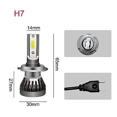 Set 2 LED-uri H7 Mini pentru far masina temperatura 6000k 12V putere 60W 8000LM Set 2 LED-uri H7 Mini pentru far masina temperatura 6000k 12V putere 60W 8000LM