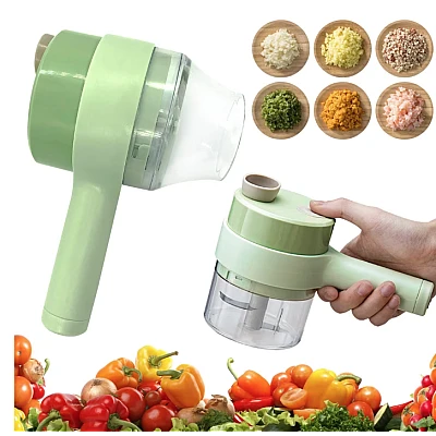 Aparat de tocat si feliat automat verde pentru fructe legume si condimente ACUMULATOR Aparat de tocat si feliat automat verde pentru fructe legume si condimente ACUMULATOR