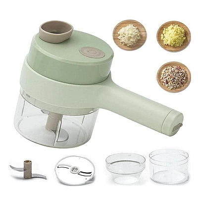Aparat de tocat si feliat automat verde pentru fructe legume si condimente ACUMULATOR Aparat de tocat si feliat automat verde pentru fructe legume si condimente ACUMULATOR