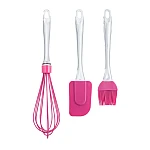 Set 3 ustensile patiserie  (tel perie de uns si spatula) ROZ Maner cu Sclipici