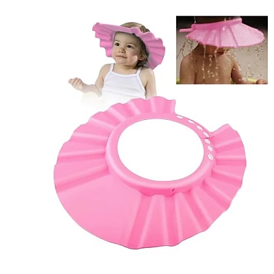 Palarie tip aparatoare pentru ochi si urechi pentru spalat pe cap si protectie solara pentru bebelusi ROZ