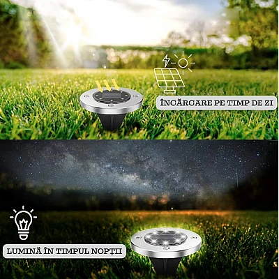 Set 4 lampi solare pentru gradina rotunde Set 4 lampi solare pentru gradina rotunde