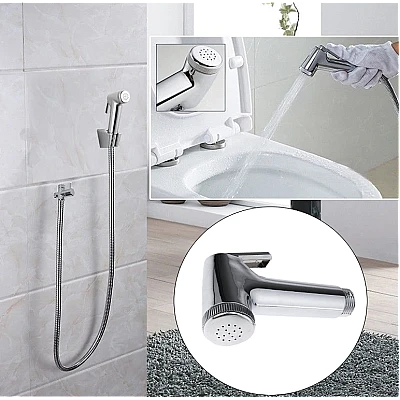 Set bideu cu furtun metalic 1.5m para si suport dus cromat Set bideu cu furtun metalic 1.5m para si suport dus cromat