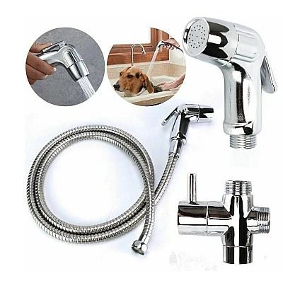 Set bideu cu furtun metalic 1.5m para si suport dus cromat Set bideu cu furtun metalic 1.5m para si suport dus cromat