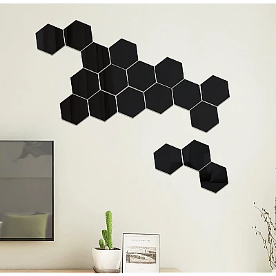 Set 10 Oglinzi Design Hexagon NEGRE - Oglinzi Decorative Acrilice Cristal - Diamant - Fagure 10 bucati/set NEGRE Set 10 Oglinzi Design Hexagon NEGRE - Oglinzi Decorative Acrilice Cristal - Diamant - Fagure 10 bucati/set NEGRE