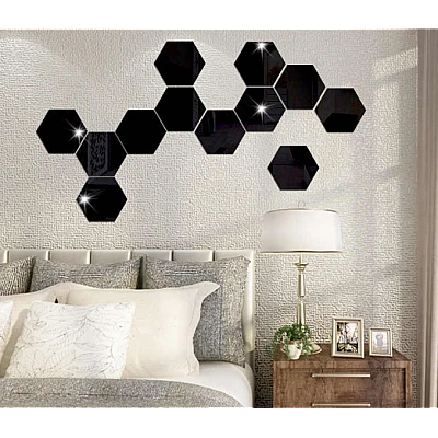 Set 10 Oglinzi Design Hexagon NEGRE - Oglinzi Decorative Acrilice Cristal - Diamant - Fagure 10 bucati/set NEGRE Set 10 Oglinzi Design Hexagon NEGRE - Oglinzi Decorative Acrilice Cristal - Diamant - Fagure 10 bucati/set NEGRE