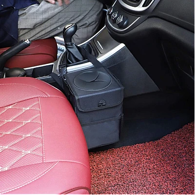 Cos de gunoi auto pliabil cu buzunare de depozitare Negru Cos de gunoi auto pliabil cu buzunare de depozitare Negru