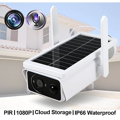 Camera de supraveghere Wifi wireless cu panou solar 2 LED 1080P Camera de supraveghere Wifi wireless cu panou solar 2 LED 1080P