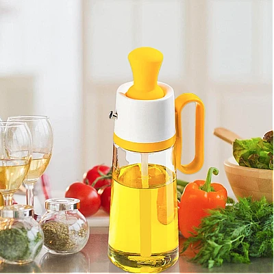 Sticla cu picurator pentru ulei otet si sosuri 550 ml alb-galben