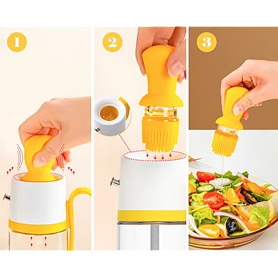 Sticla cu picurator pentru ulei otet si sosuri 550 ml alb-galben