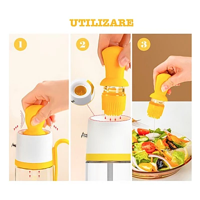 Sticla cu picurator pentru ulei otet si sosuri 550 ml alb-galben