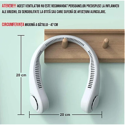 Ventilator pentru gat cu 3 trepte de viteza reincarcabil