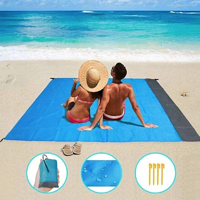 Saltea de plaja patura de camping 210x200cm Albastra Saltea de plaja patura de camping 210x200cm Albastra