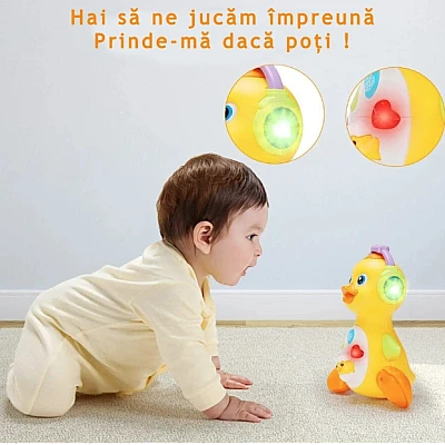 Ratusca interactiva dansatoare luminoasa si muzicala galbena Ratusca interactiva dansatoare luminoasa si muzicala galbena