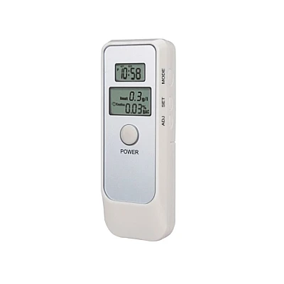 Tester de alcoolemie digital functie de ceas cronometru alb - AT002 Tester de alcoolemie digital functie de ceas cronometru alb - AT002