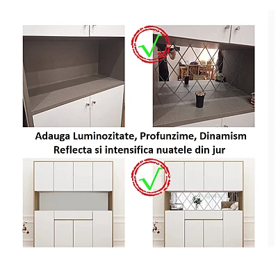 Set 58 Oglinzi Acrilice Autoadezive Luxer Model Romb dimensiune set 1 Metru partat 100 X 100 cm Set 58 Oglinzi Acrilice Autoadezive Luxer Model Romb dimensiune set 1 Metru partat 100 X 100 cm