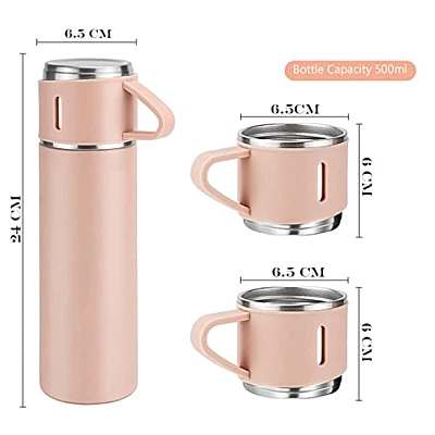 UB Termos 500 ml + 2 cesti otel inoxidabil roz HS
