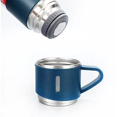 Termos 500 ml + 2 cesti otel inoxidabil albastru Termos 500 ml + 2 cesti otel inoxidabil albastru