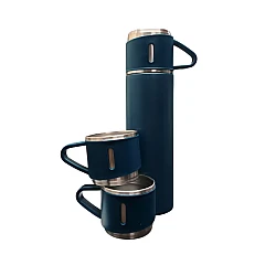 Termos 500 ml + 2 cesti otel inoxidabil albastru