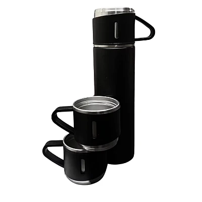 Termos 500 ml + 2 cesti otel inoxidabil negru Termos 500 ml + 2 cesti otel inoxidabil negru