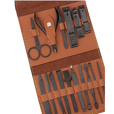 Set 16 piese MANICHIURA profesionala otel negru mat 1 Set 16 piese MANICHIURA profesionala otel negru mat 1