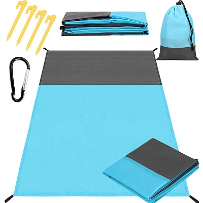 Cearsaf de plaja cu geanta de transport 200x210cm albastru gri Cearsaf de plaja cu geanta de transport 200x210cm albastru gri