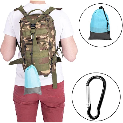 Cearsaf de plaja cu geanta de transport 200x210cm albastru gri Cearsaf de plaja cu geanta de transport 200x210cm albastru gri