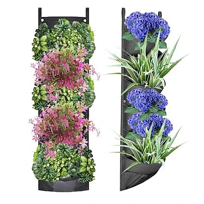 Jardiniera verticala neagra cu 6 buzunare material textil Jardiniera verticala neagra cu 6 buzunare material textil