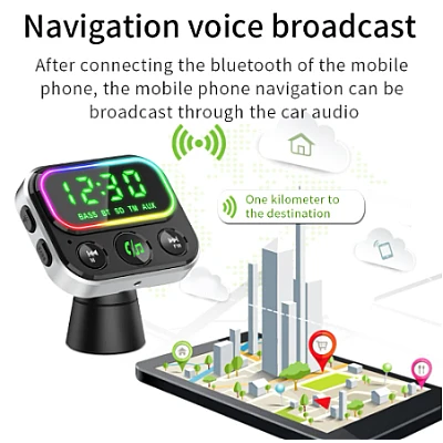 Incarcator auto cu Bluetooth 5.0 MP3 Incarcator auto cu Bluetooth 5.0 MP3